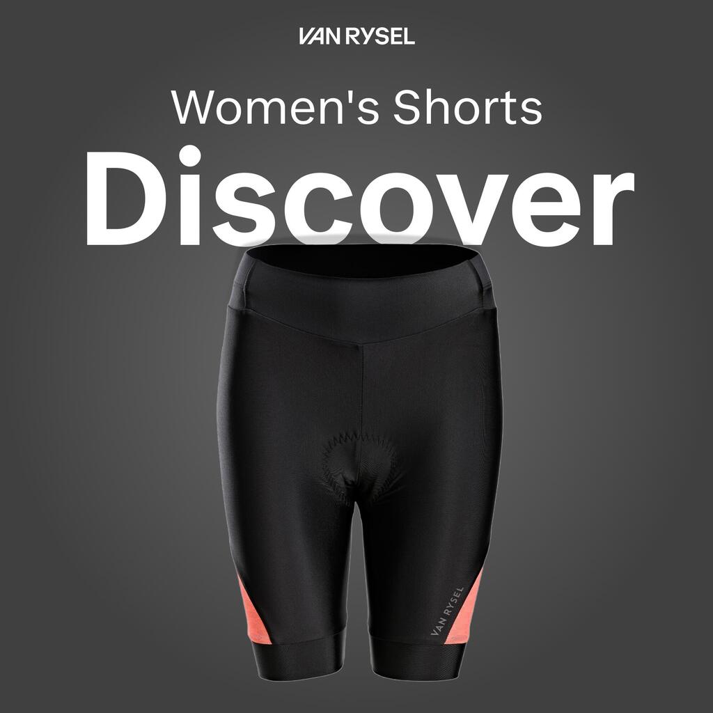 CALZAS CICLISMO CARRETERA DISCOVER 500 MUJER AZUL LAVANDA SIN TIRANTES VERANO