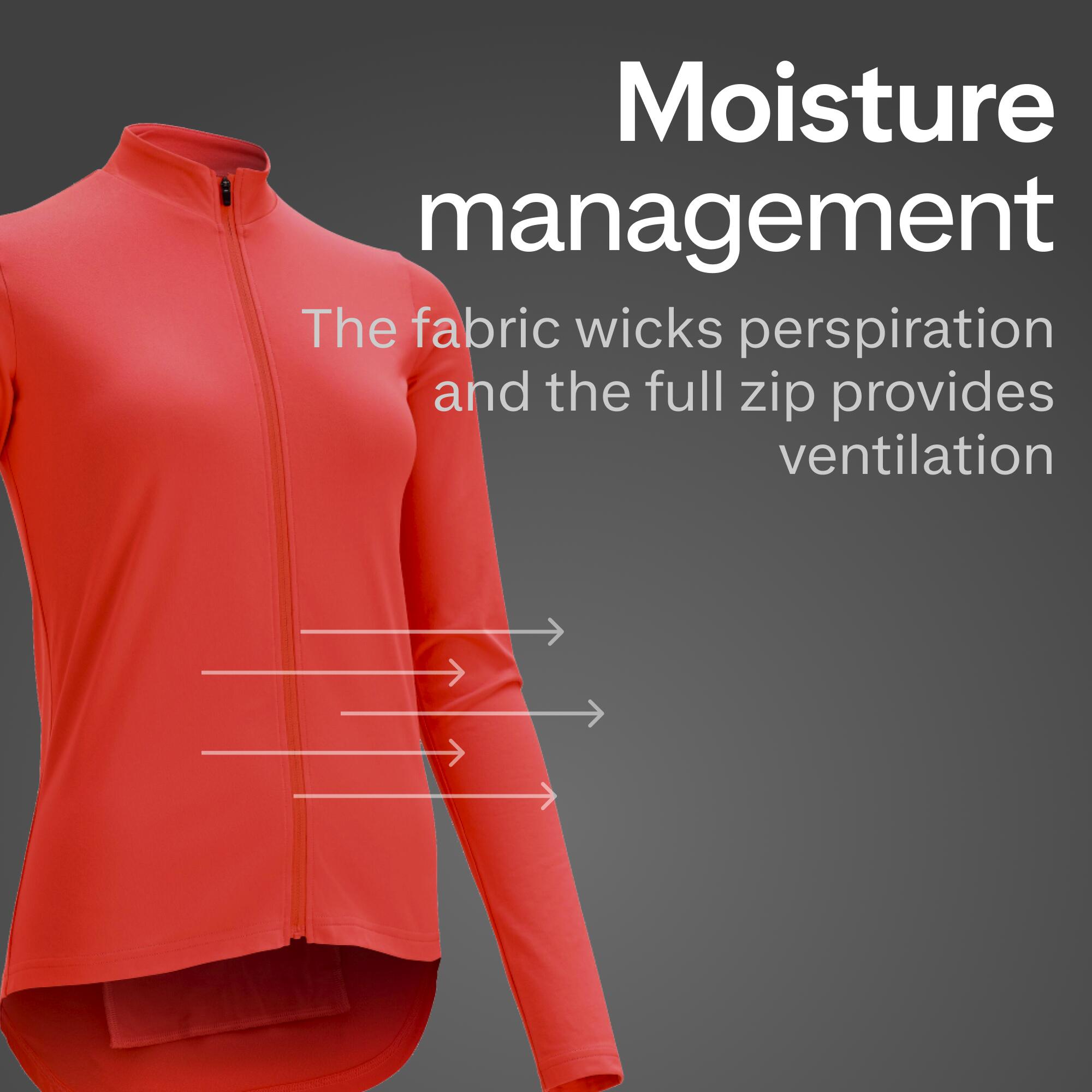 Women Cycling Long Sleeved Jersey Breathable 100 - Coral