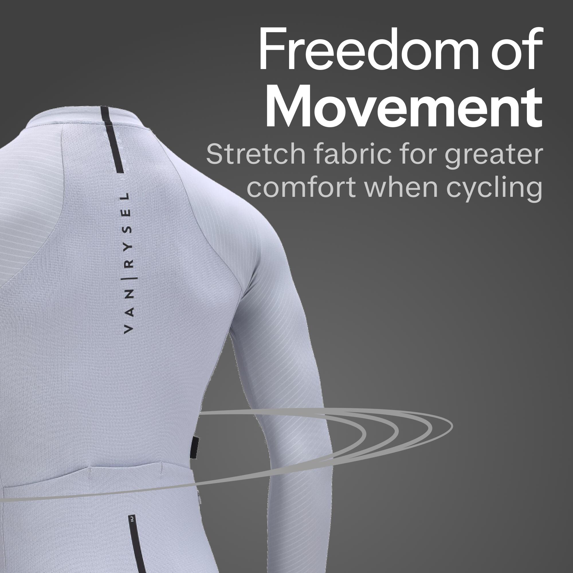 Men's Long-Sleeved UVP Road Cycling Summer Jersey Racer Ultralight - Grey