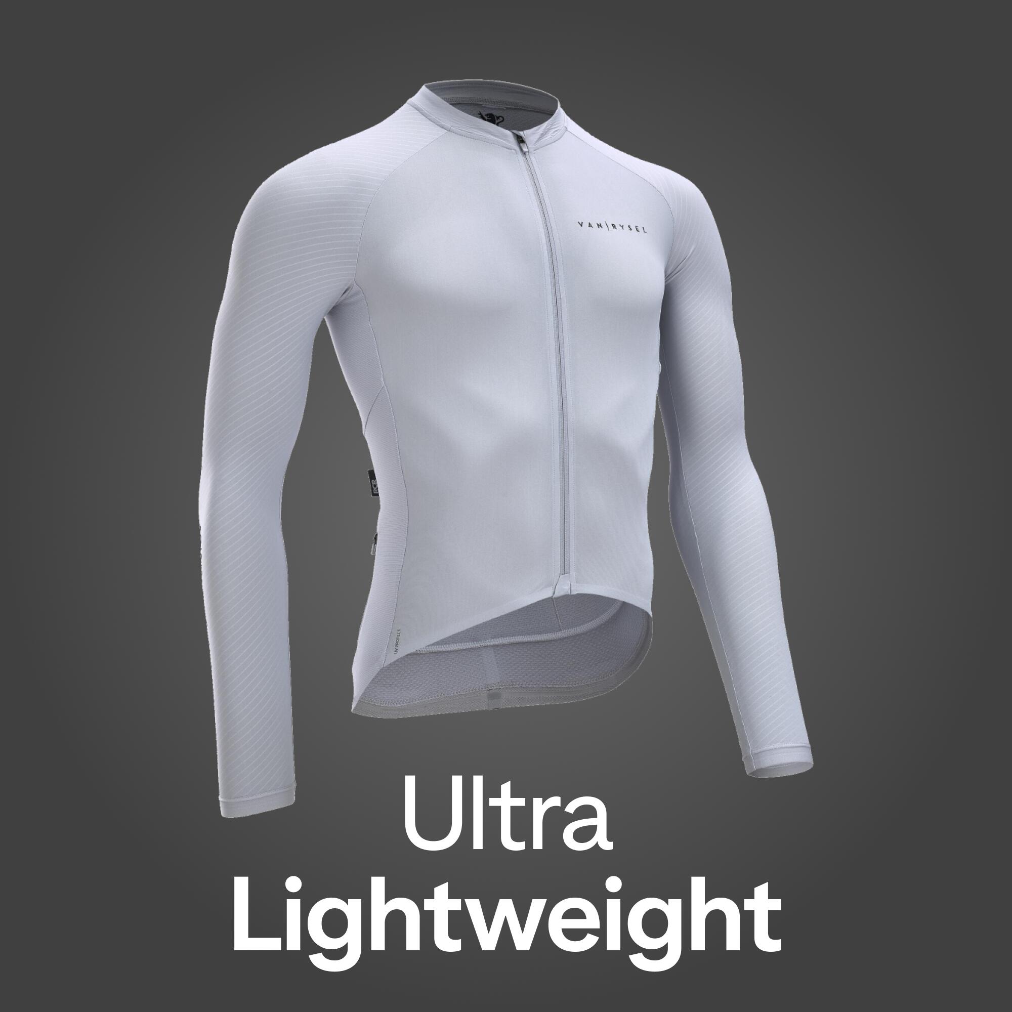 Men's Long-Sleeved UVP Road Cycling Summer Jersey Racer Ultralight - Grey