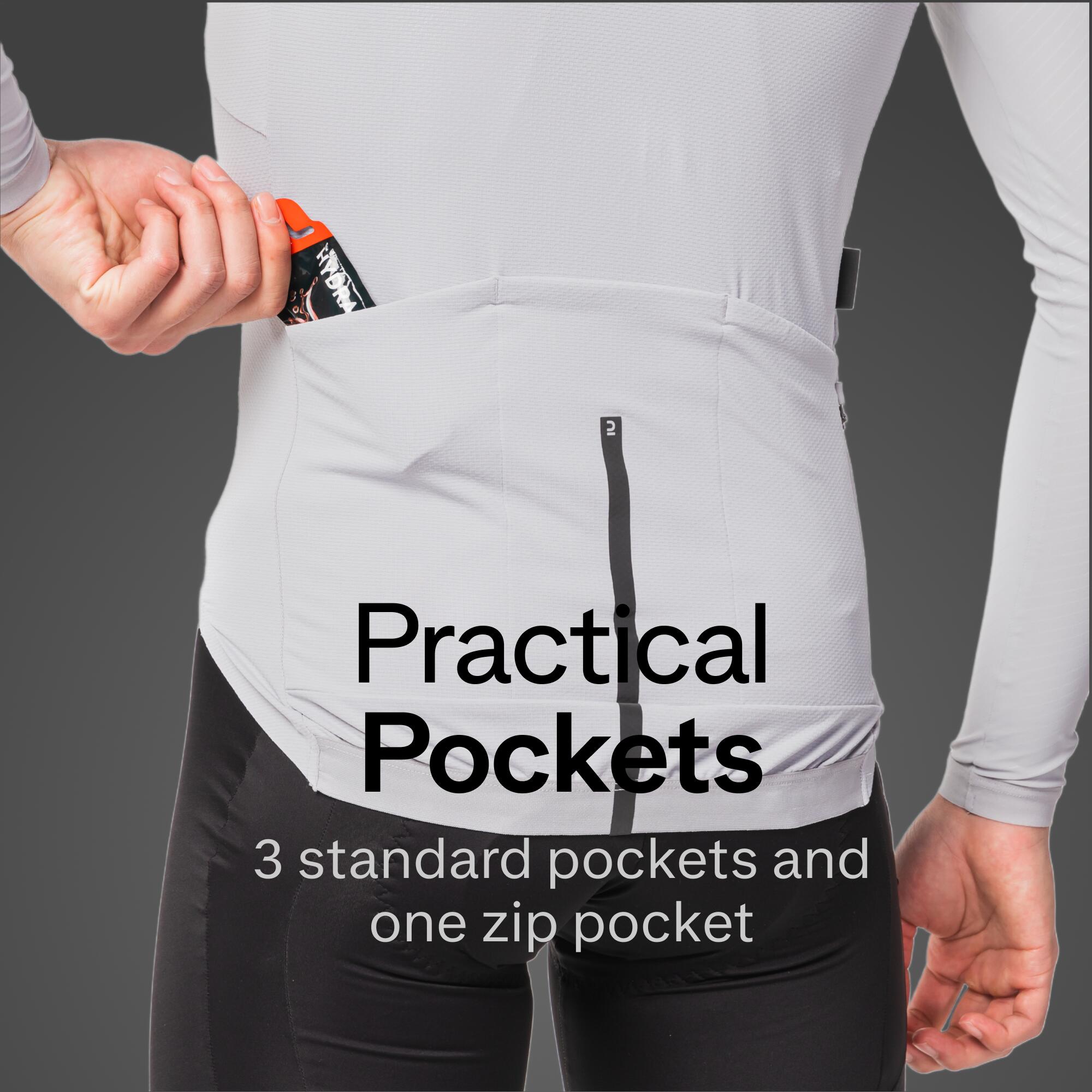 Men's Long-Sleeved UVP Road Cycling Summer Jersey Racer Ultralight - Grey