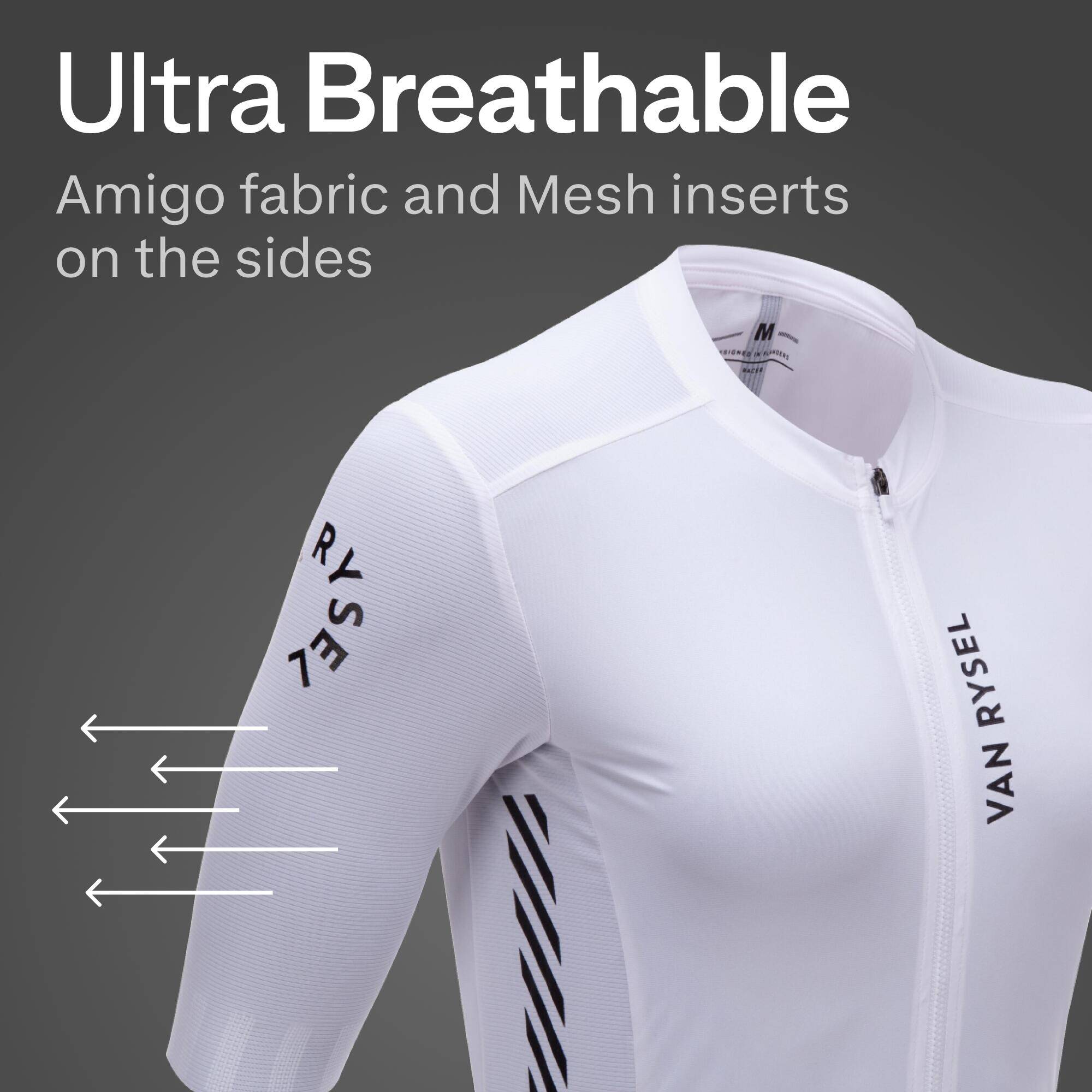 Unisex Cycling Short Sleeve Jersey Breathable Racer 2 - White -  3