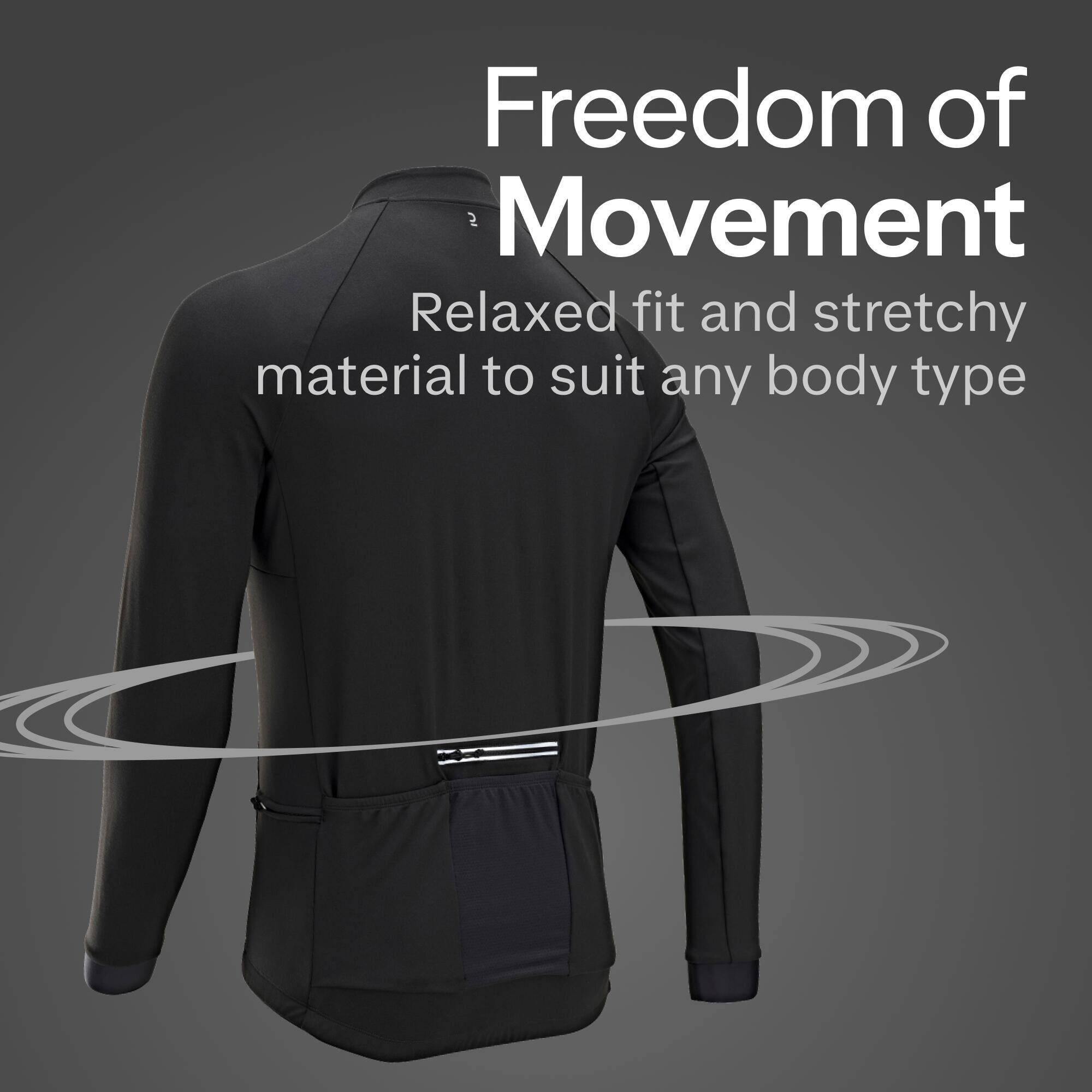 Men's Road Cycling Long-Sleeved Jersey RC100 - Black -  3
