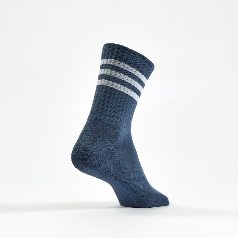 Lot de 3 chaussettes de sport Adidas hautes blanches bandes rose vert.