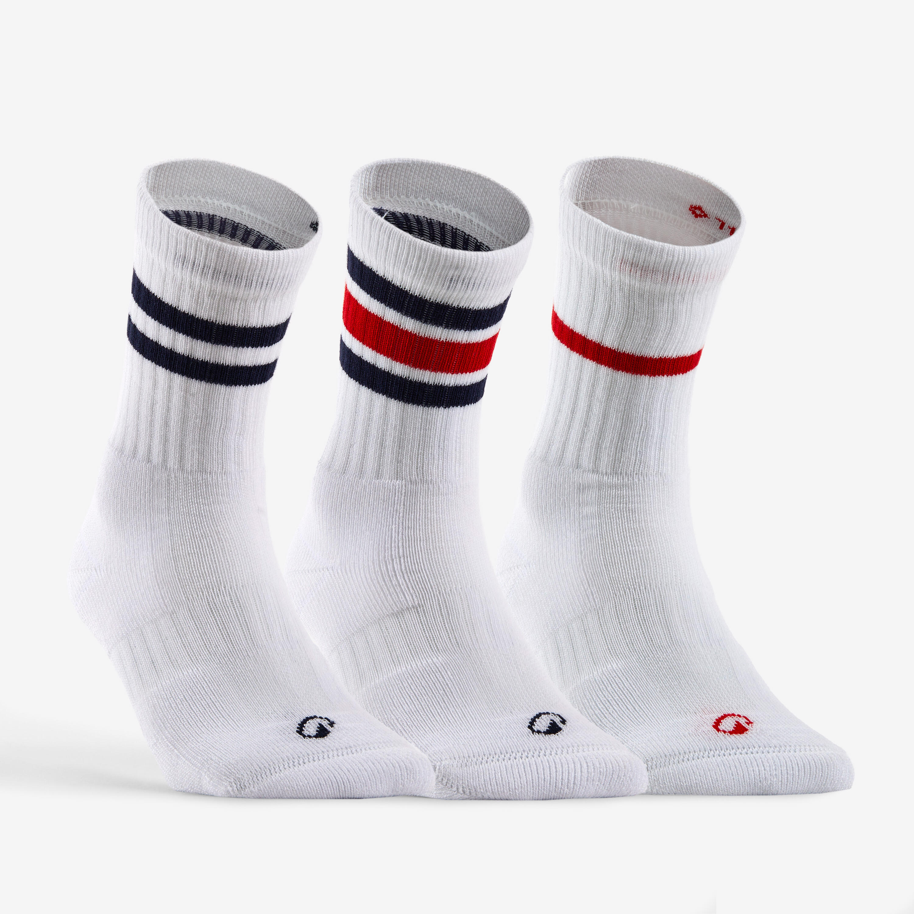 High Tennis Socks RS 500 Tri-Pack - Retro White