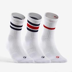 CHAUSSETTES DE TENNIS HAUTES RS 500 GRIS LOT DE 3