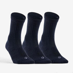 CHAUSSETTES DE TENNIS HAUTES RS 500 GRIS LOT DE 3