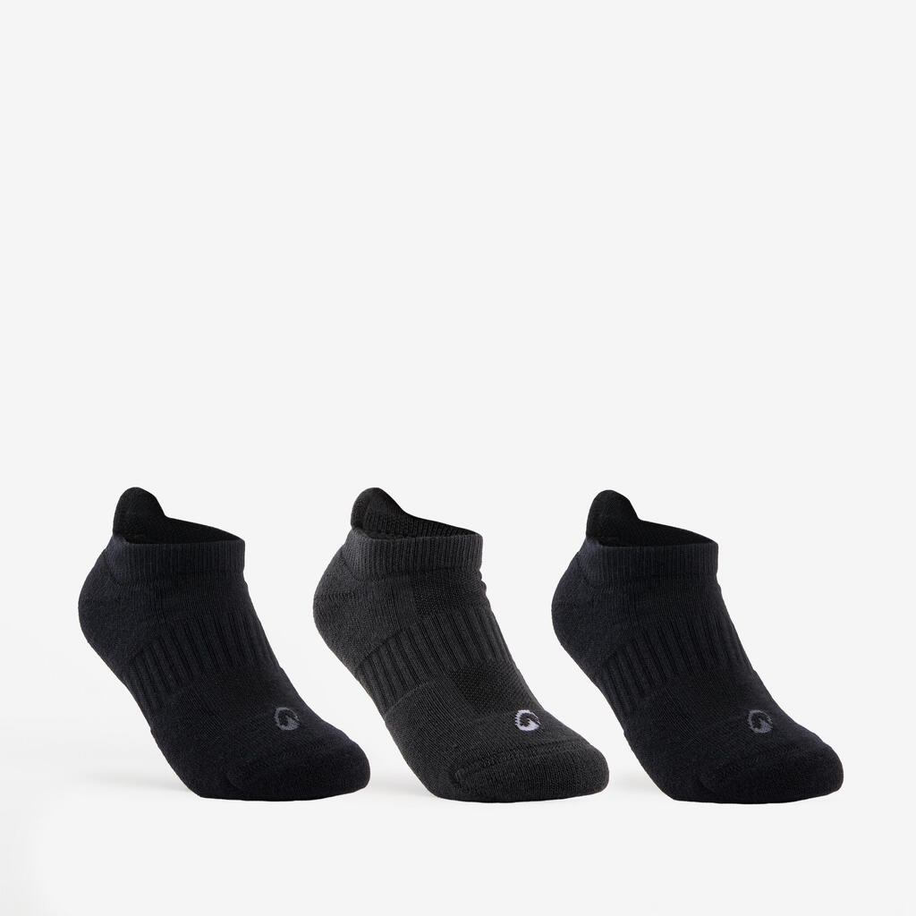 Kids' Tennis Low Socks RS 500 Tri-Pack - Black