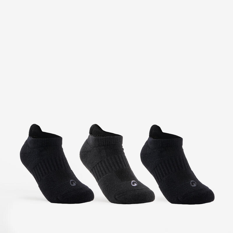 CHAUSSETTES TENNIS ENFANT BASSES DECATHLON RS 500 NOIRE LOT DE 3