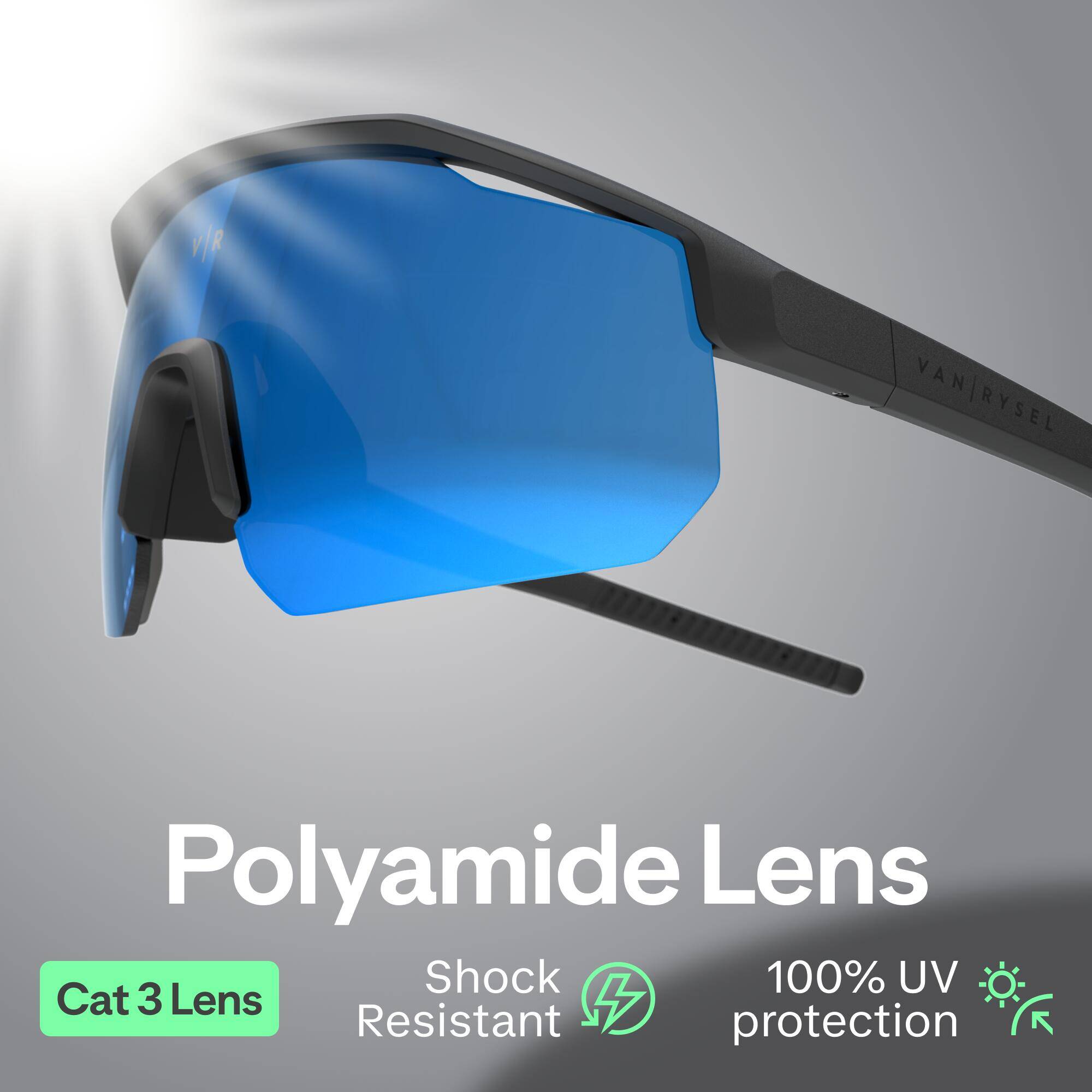 Adult Cycling Glasses Perf 500 Light Category 3 - Black/Blue -  1