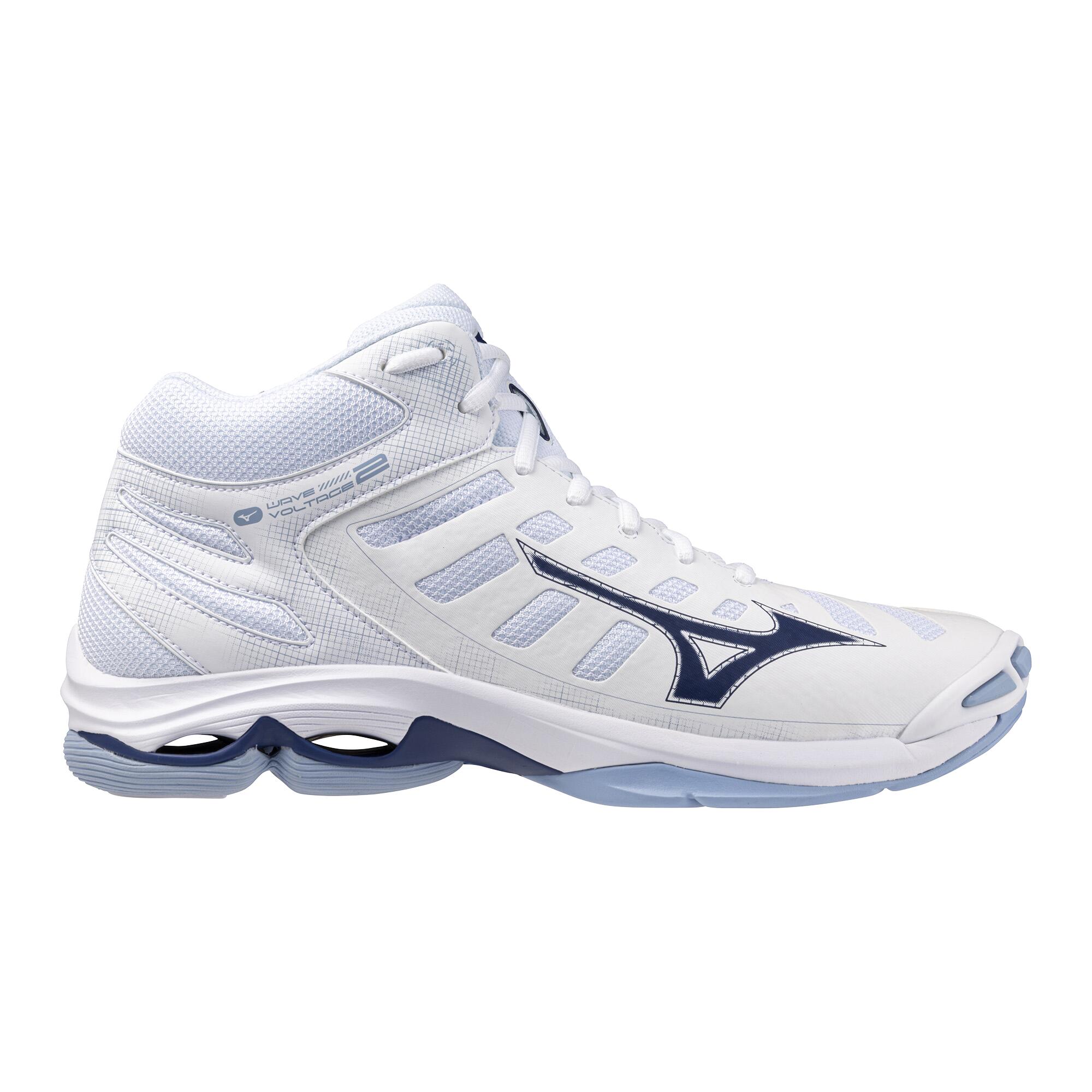 MIZUNO Scarpe pallavolo adulto VOLTAGE MID bianco e blu