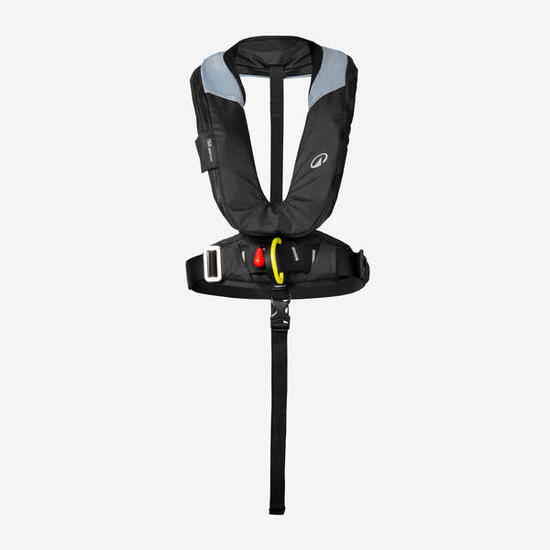 Gilet de sauvetage autogonflant avec harnais bateau Adulte LJ150N + harnais gris