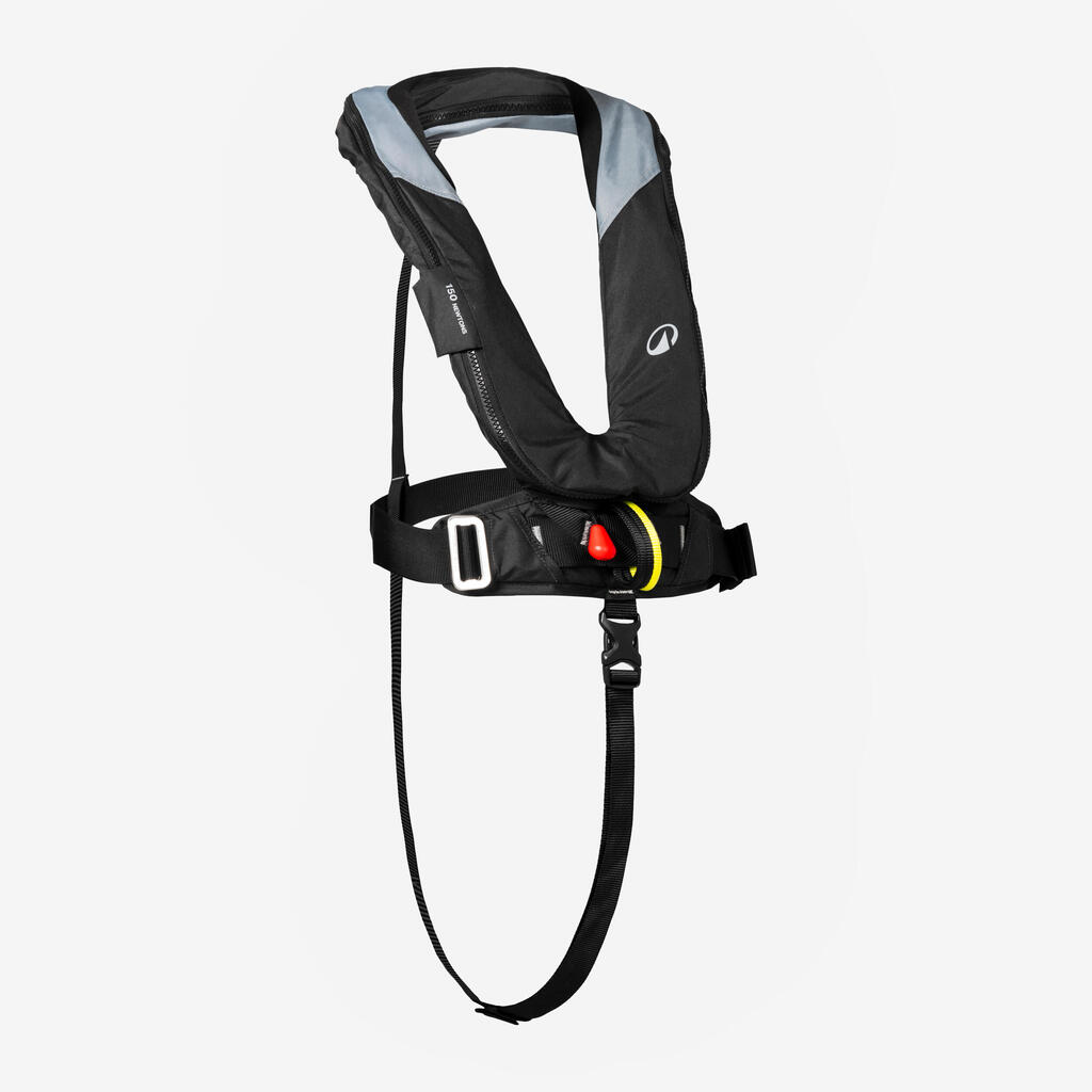 Adult self-inflating boat life vest LJ150N + grey harness