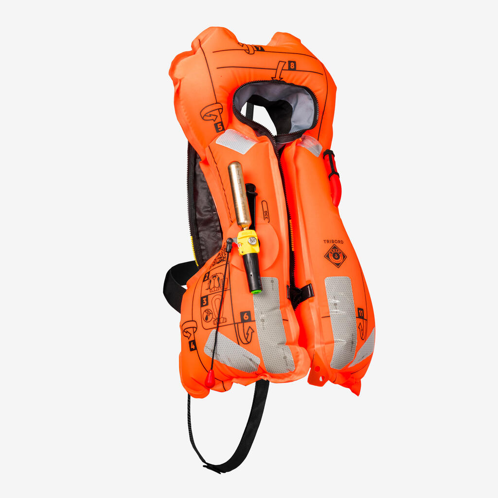 Adult self-inflating boat life vest LJ150N + grey harness