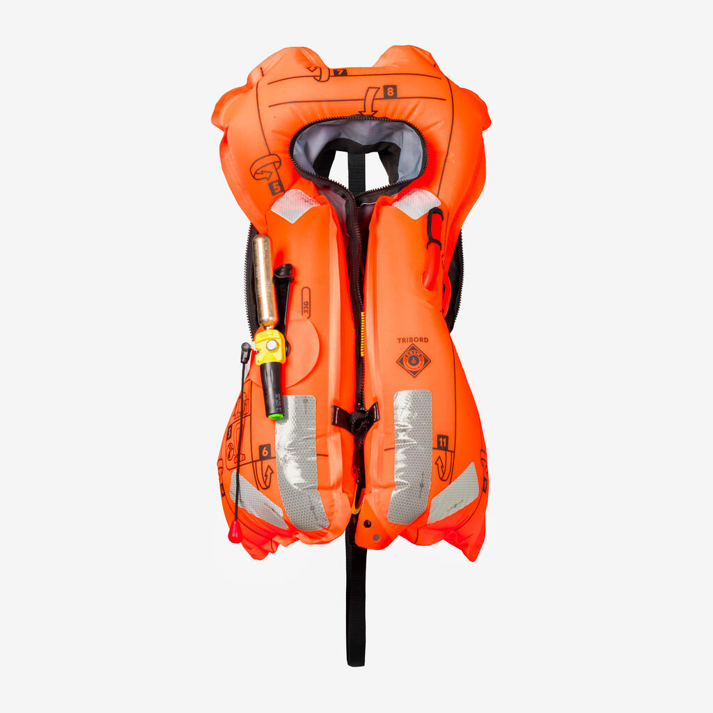 Adult self-inflating boat life vest LJ150N + grey harness