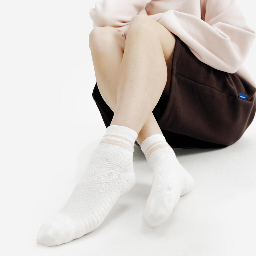 Chaussettes cheville, rose et blanc, lot de 3