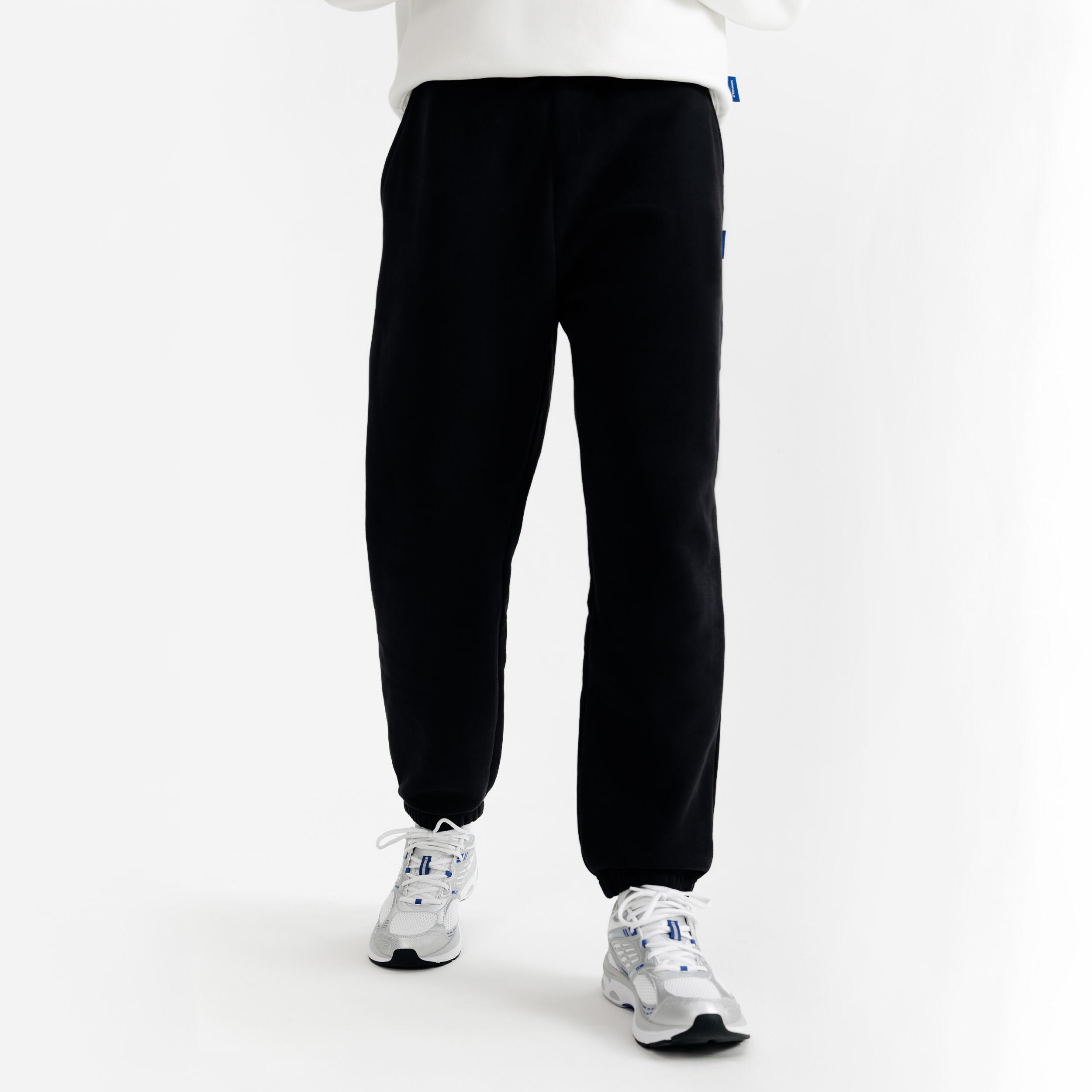 DECATHLON Pantaloni tuta uomo ELEMENTALS oversized felpati neri