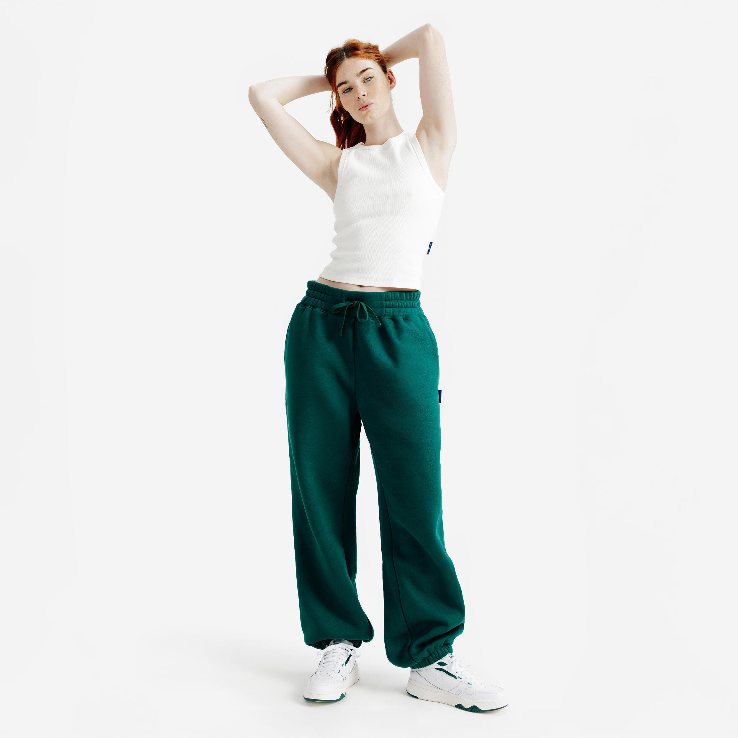 Sneakers CJ80 dames leer wit/groen 8/10