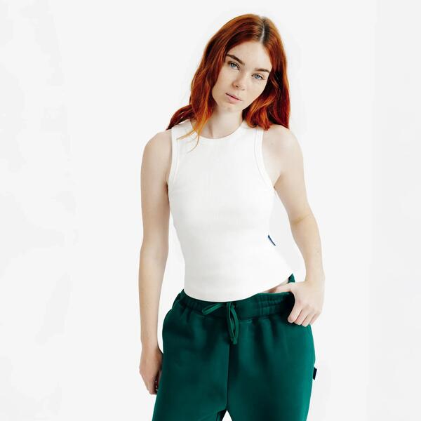 DECATHLON Camiseta sin mangas de canalé mujer, Elementals, blanco