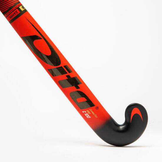 Feldhockeyschläger Erwachsene Expert LowBow 100 % Carbon - CarboTec C100 rot