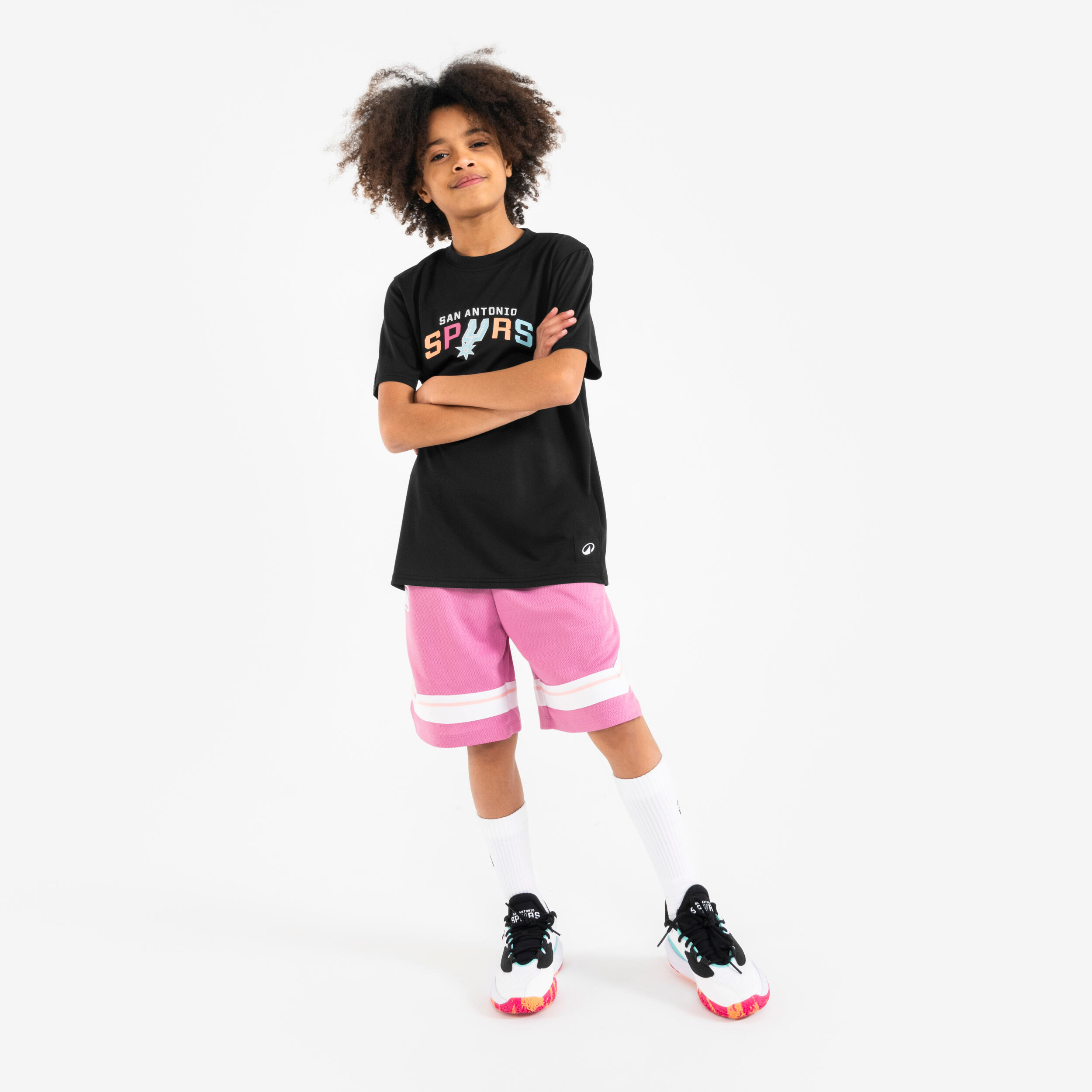 Basketbalshort NBA kinderen sh 900 roze 4/6