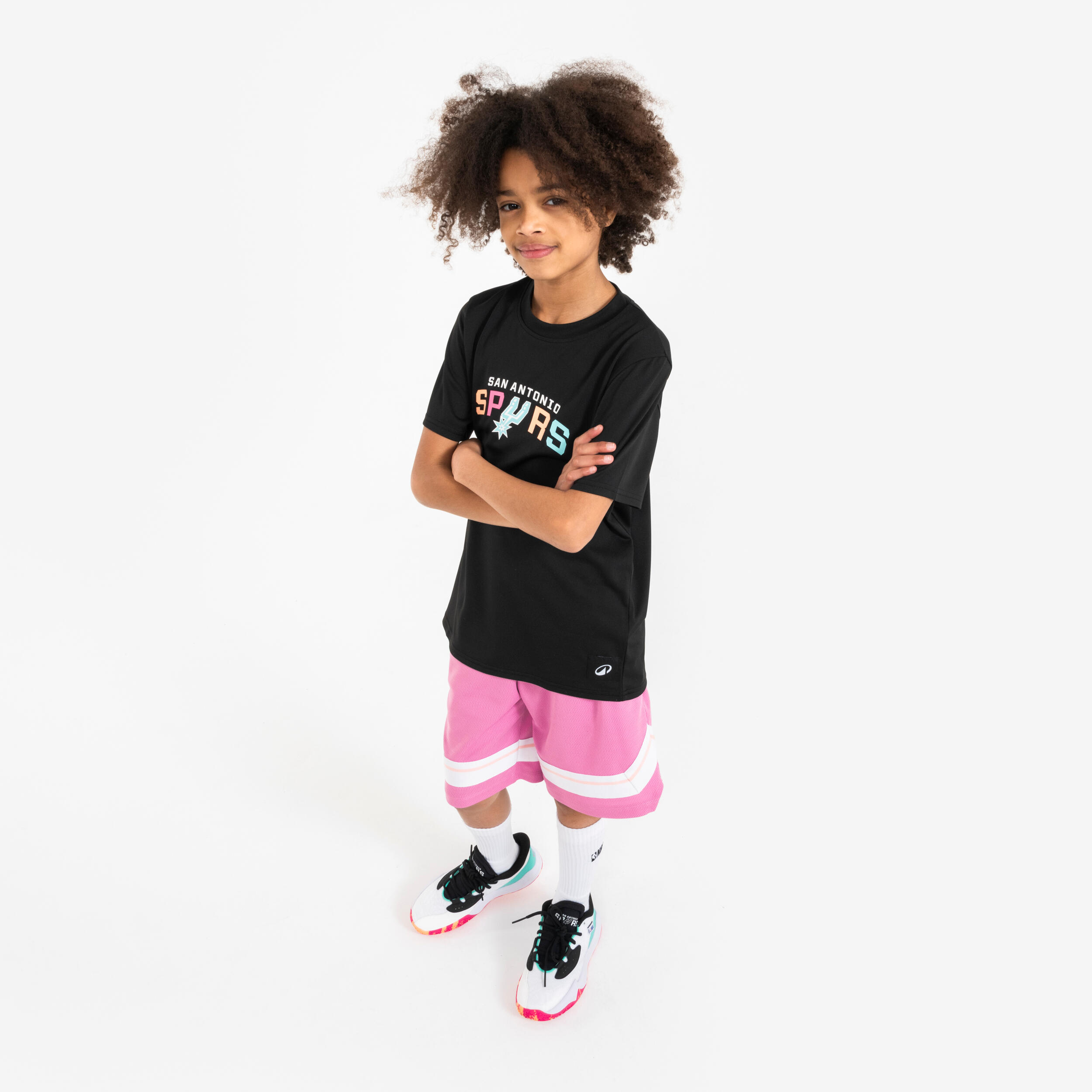 Basketbalshort NBA kinderen sh 900 roze 5/6