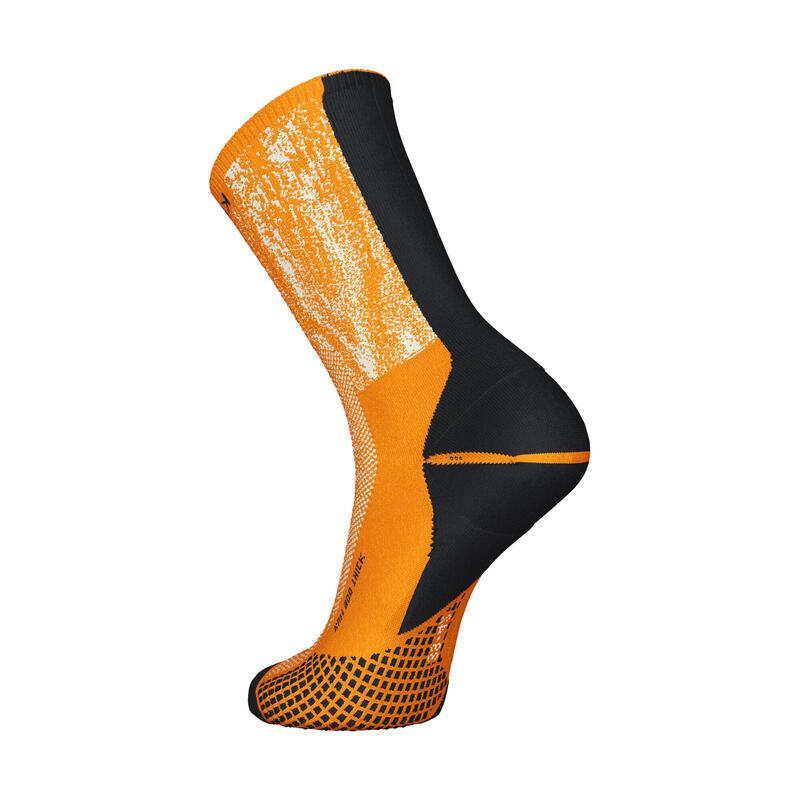 Halfhoge dikke hardloopsokken Run900 oranje met dessin