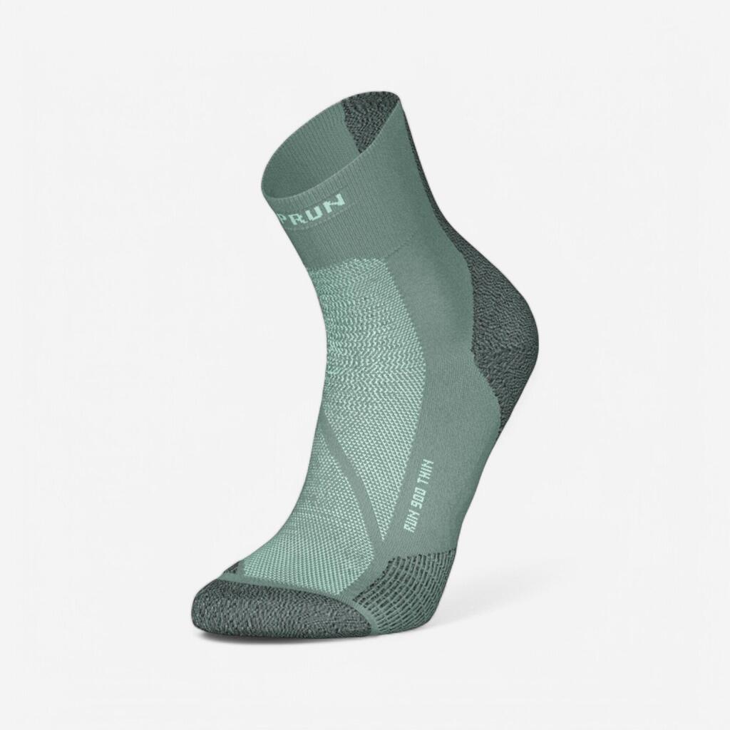 Calcetines de running delgados de altura media verdes Kiprun Run 900