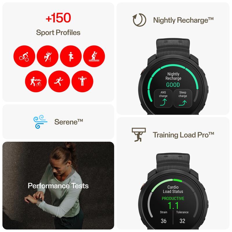 Ceas smartwatch sport GPS ecran AMOLED, Vantage M3 Negru