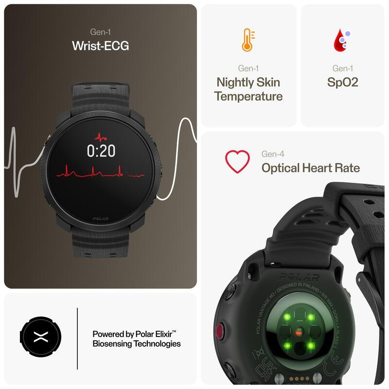 Reloj inteligente deportivo GPS pantalla AMOLED, Vantage M3 negro 