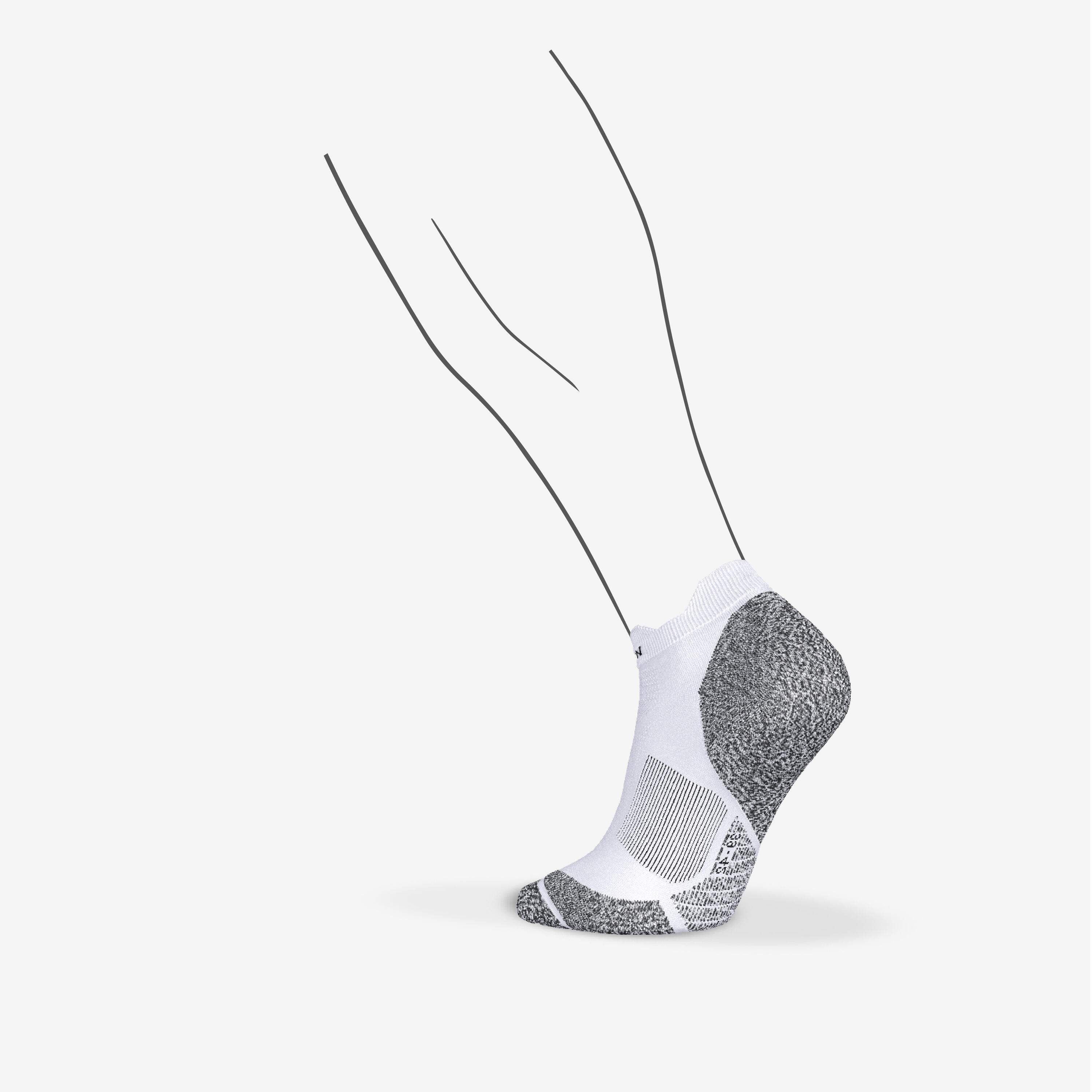 Calcetines de running delgados e invisibles blancos Kiprun Run900 2/5