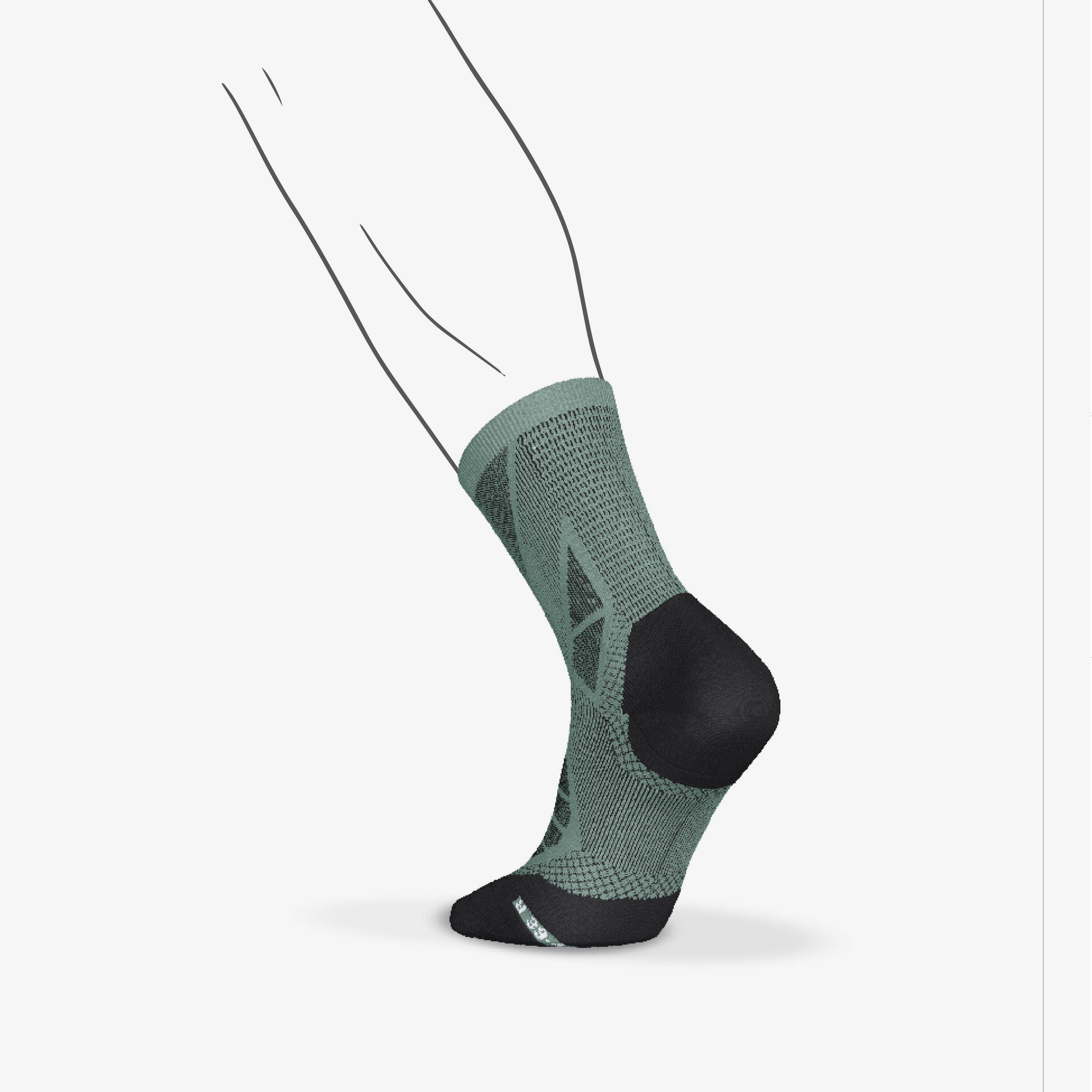 KIPRUN Run900 STRAP RUNNING SOCKS KHAKI -  2