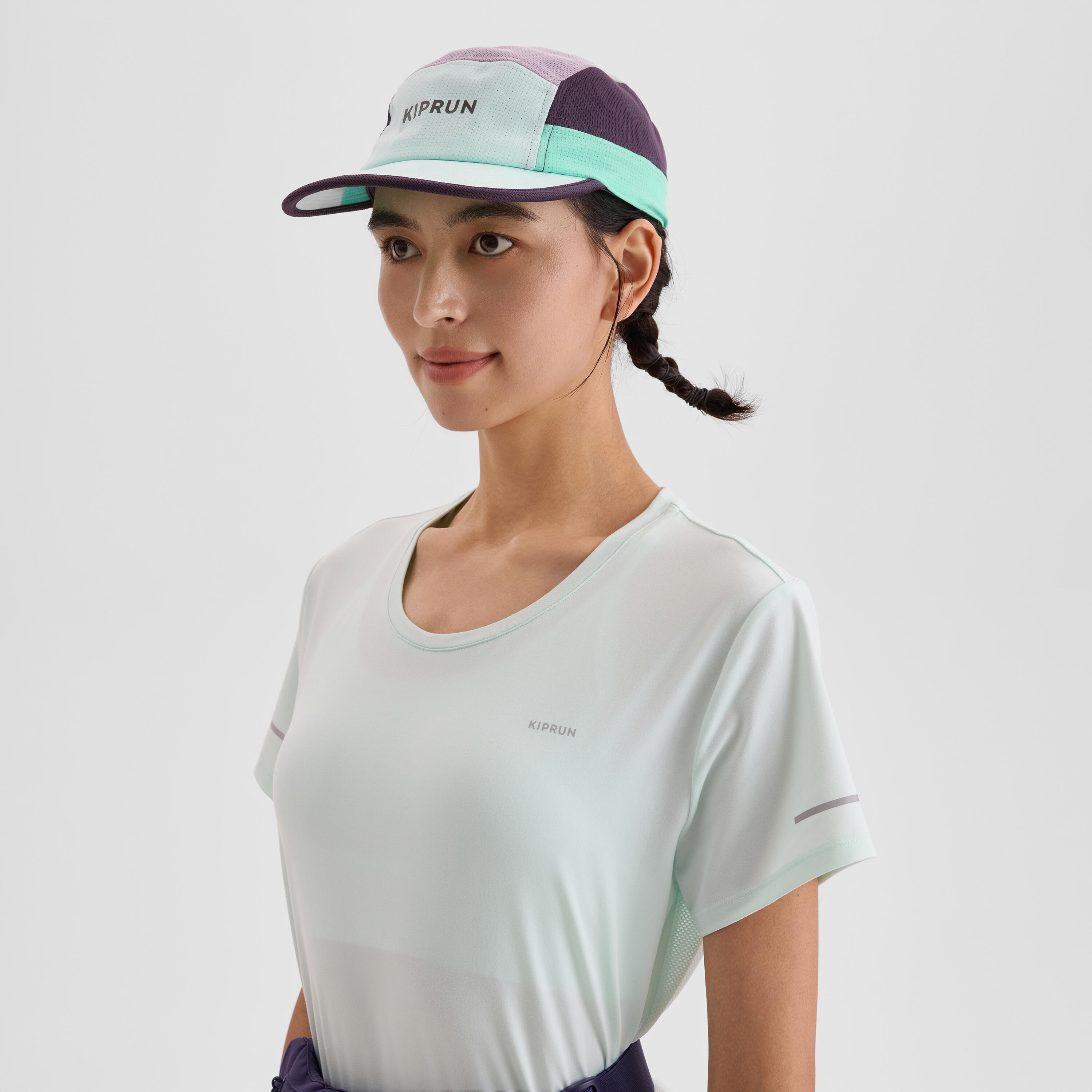 Unisex Running Cap - Kiprun 5 Panels Turquoise Purple
