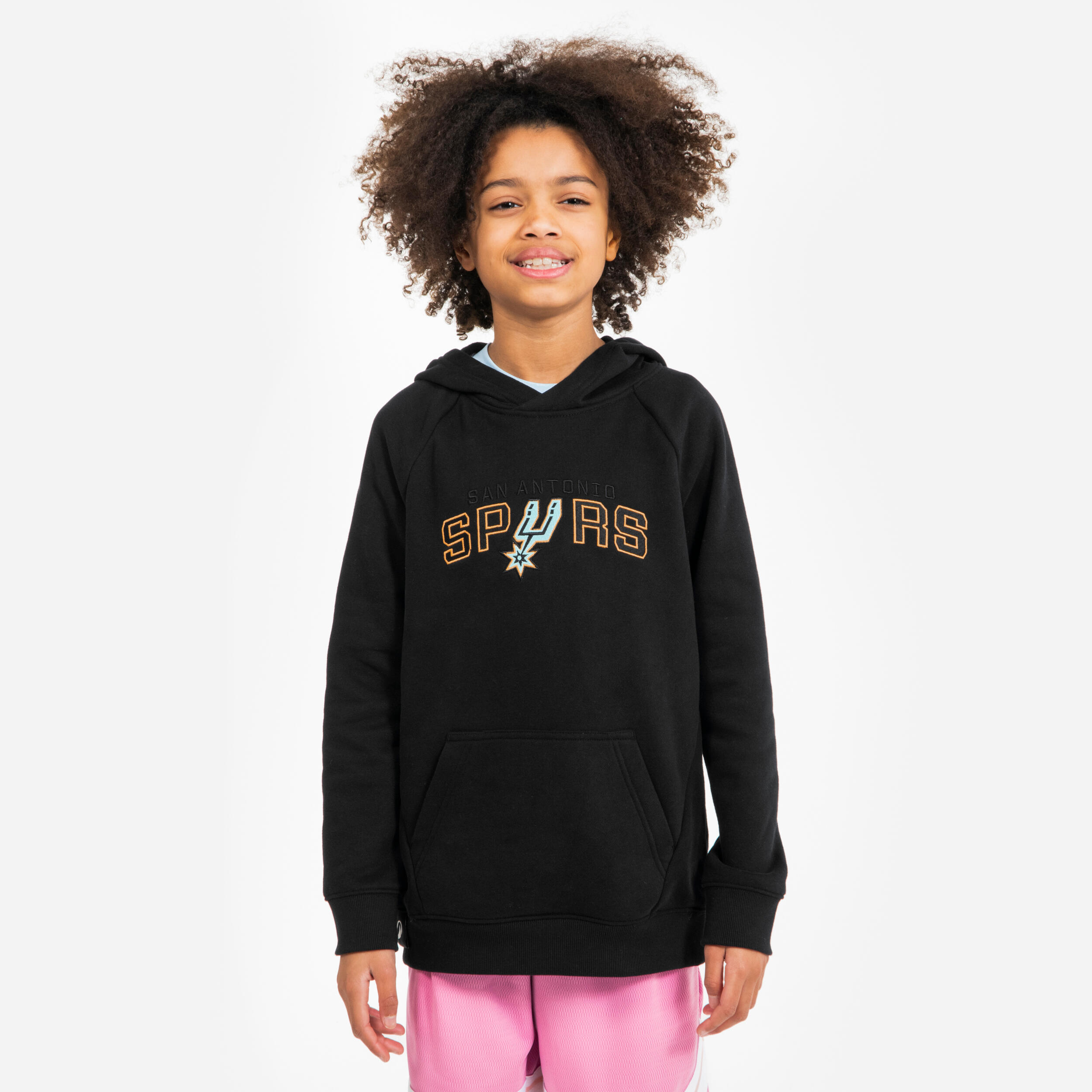 Felpa con cappuccio basket bambino 900 NBA San Antonio Spurs nera 3/6