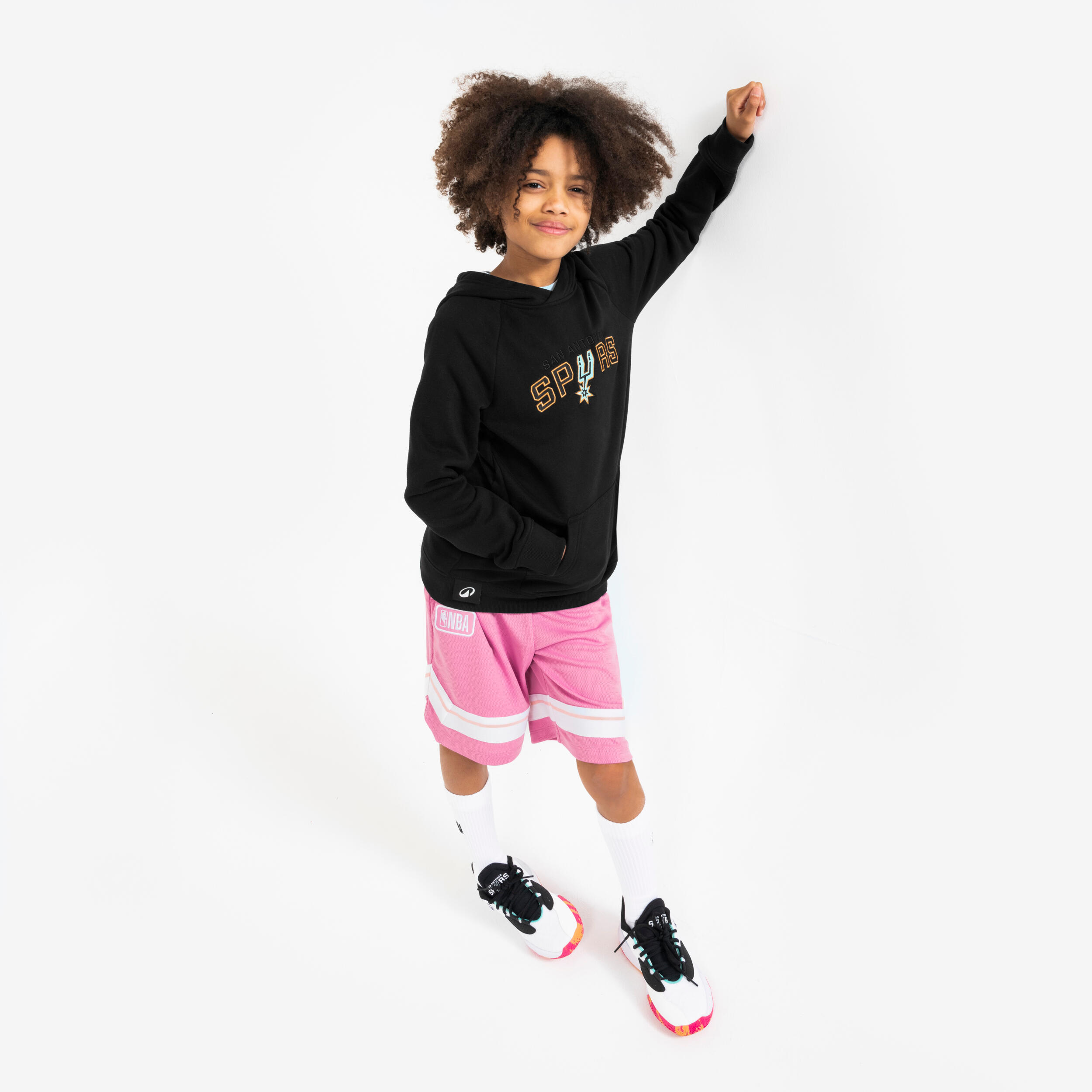 Felpa con cappuccio basket bambino 900 NBA San Antonio Spurs nera 4/6