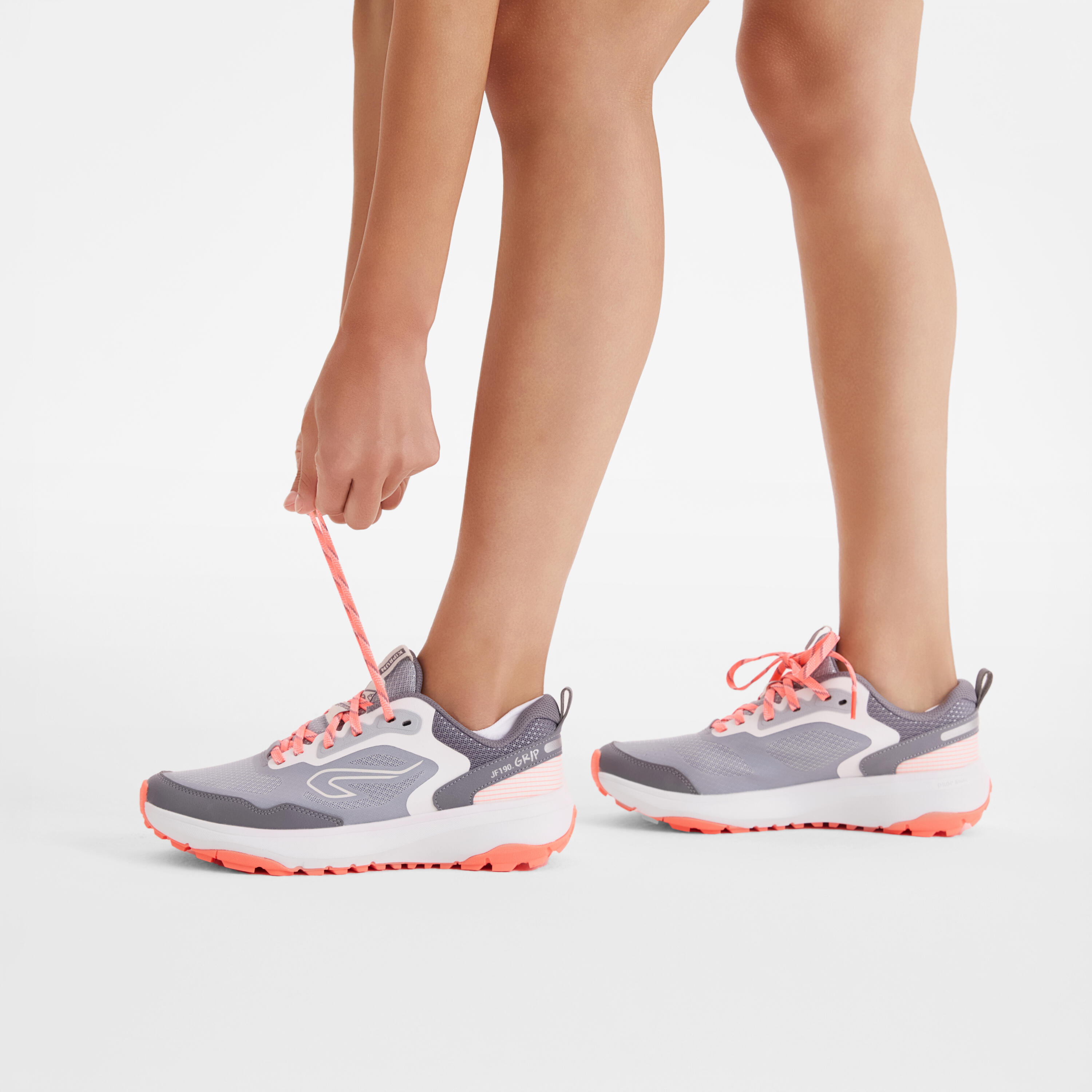 Women's Running and Trail Running Shoes - JF 190 Grip Grey/Dark Pink - KALENJI