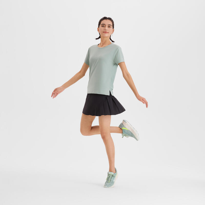 Tricou respirant Alergare Jogging KIPRUN Run 500 Dry Verde Damă