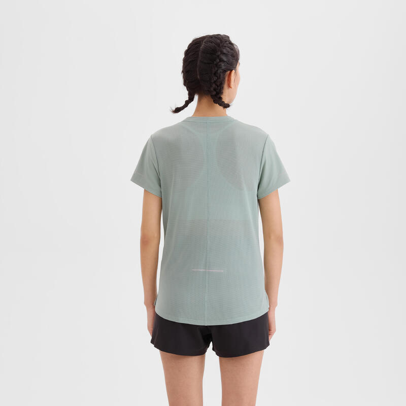 Tricou respirant Alergare Jogging KIPRUN Run 500 Dry Verde Damă