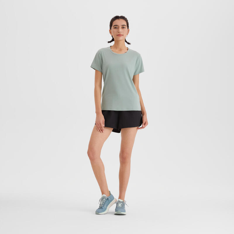 Tricou respirant Alergare Jogging KIPRUN Run 500 Dry Verde Damă