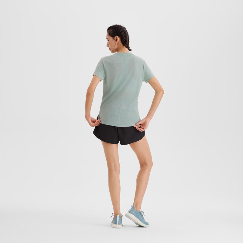 Tricou respirant Alergare Jogging KIPRUN Run 500 Dry Verde Damă