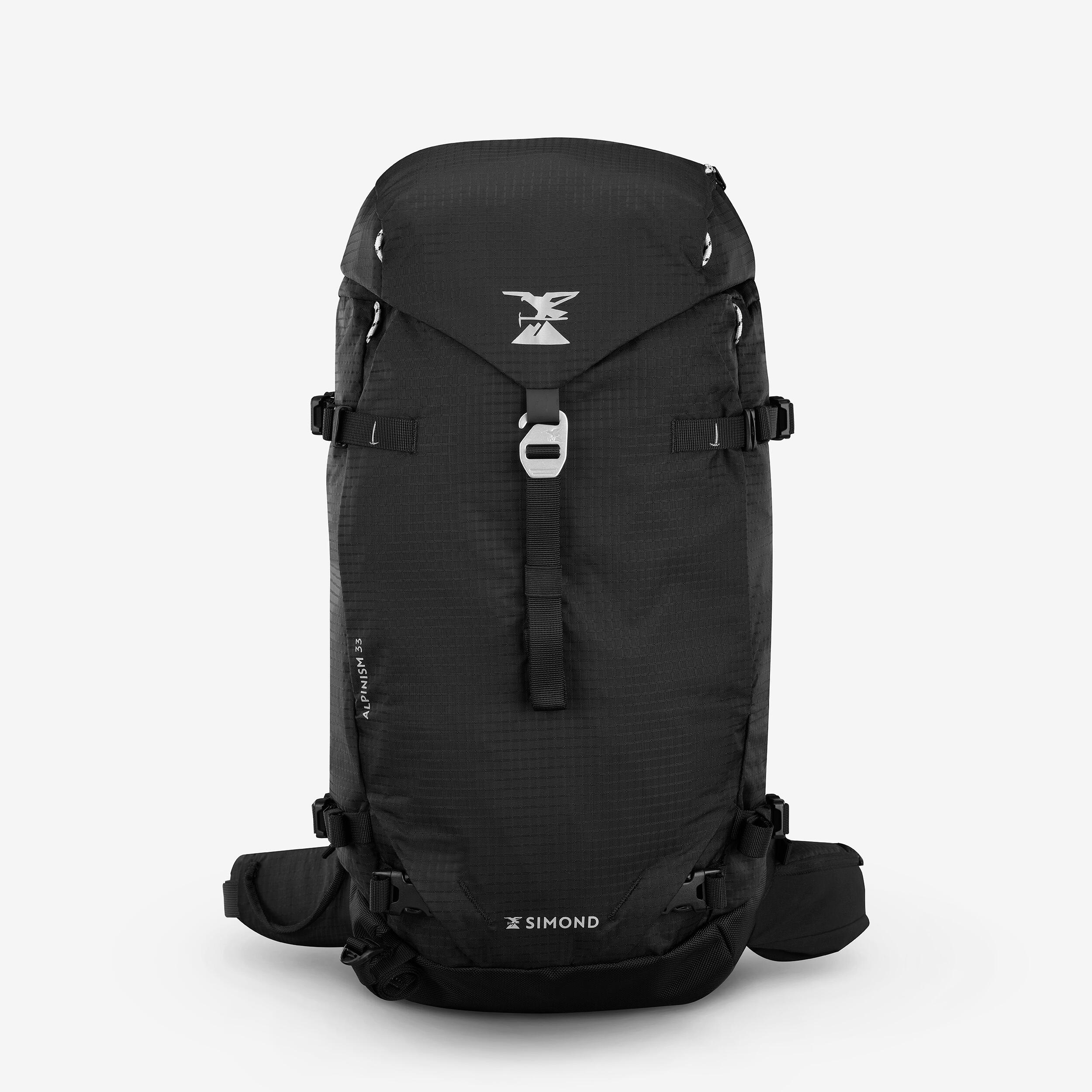 Versatile and modular mountaineering backpack, Alpinism 33 Black