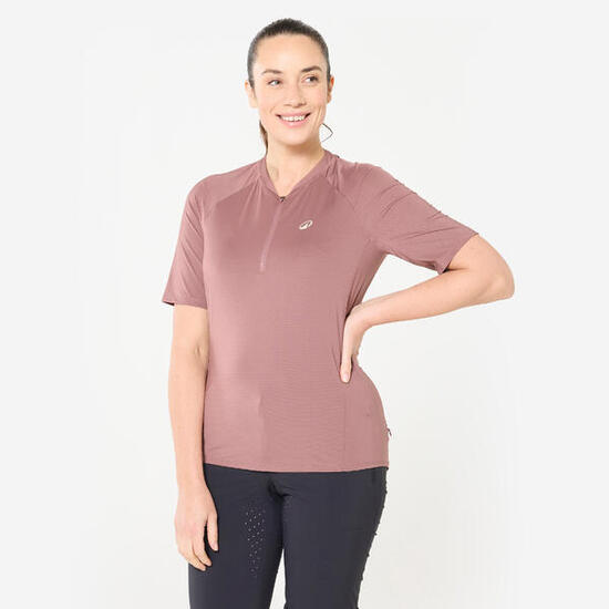 Maillot vélo manche courte femme cargo, Rose taupe