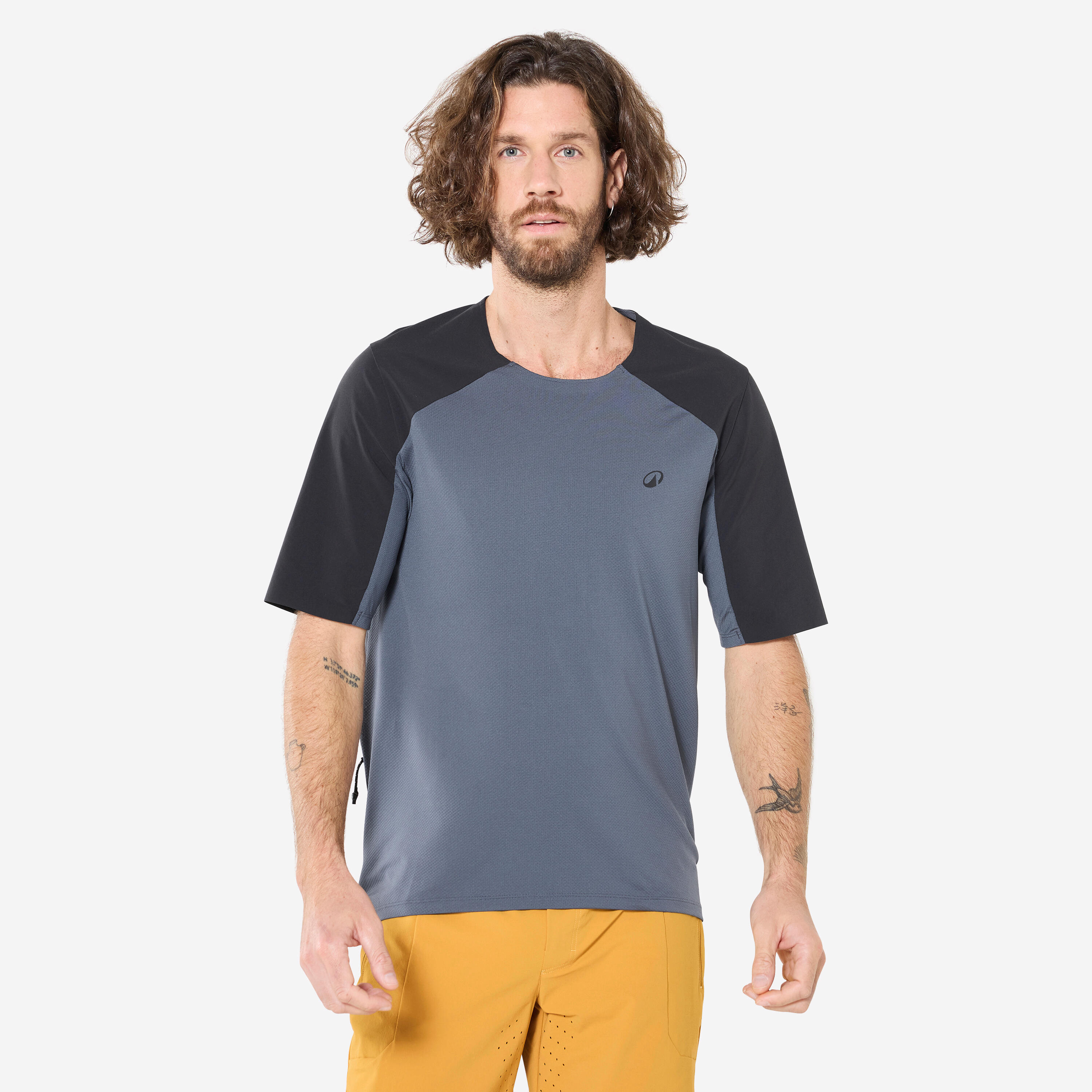 Chandail de vélo à manches courtes homme – cargo gris/noir - ROCKRIDER
