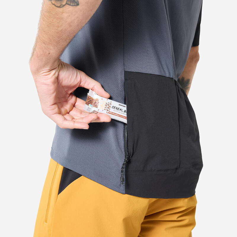 Tricou MTB respirant cargo, 500 Gri/Negru Bărbați