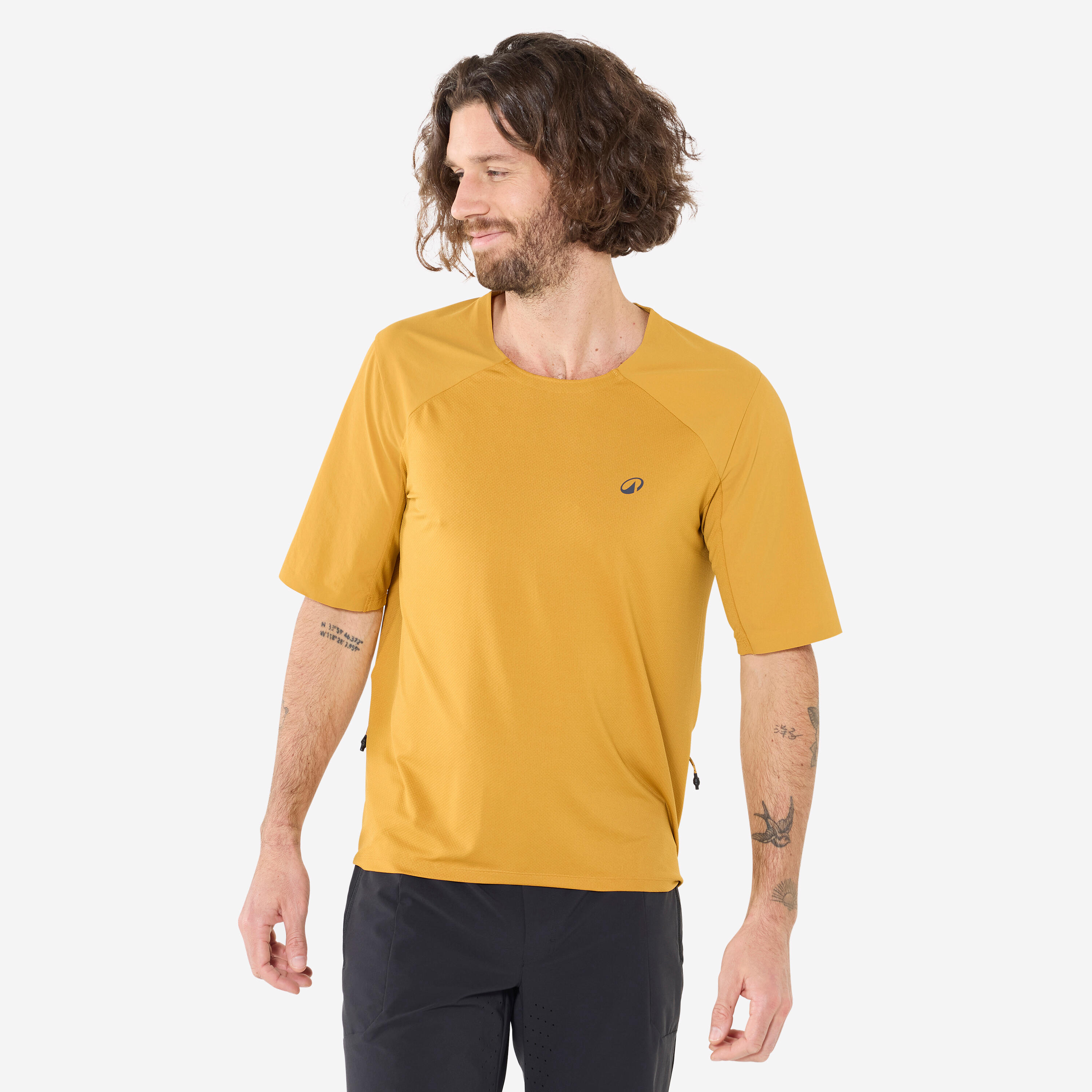 Camisola de manga curta ciclismo homem cargo ocre