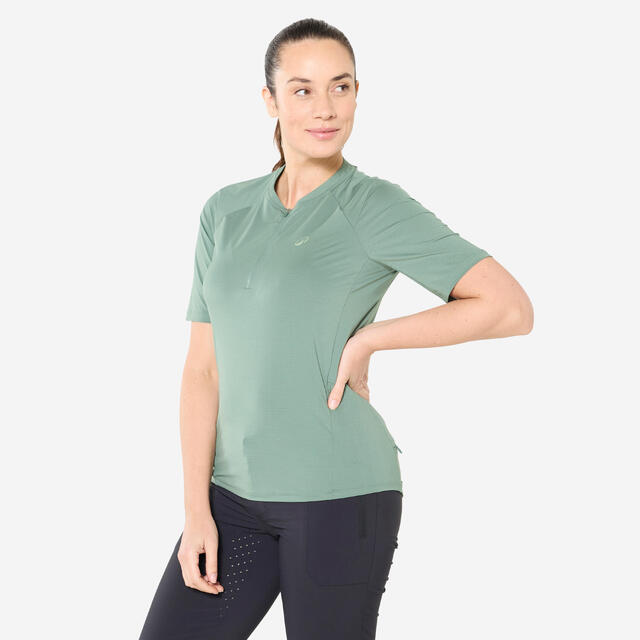 ROCKRIDER TRICOTA CICLISMO MTB MUJER CARGO MANGA CORTA VERDE