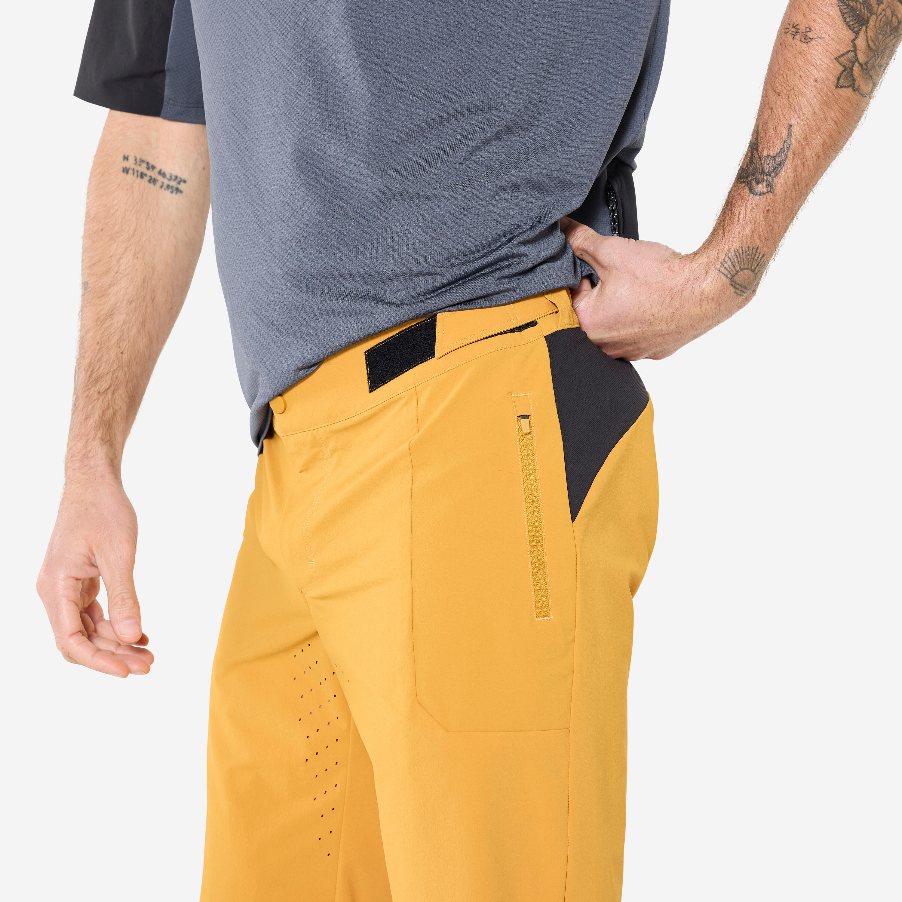 Pantaloncini ciclismo adulto unisex ocra 7/11