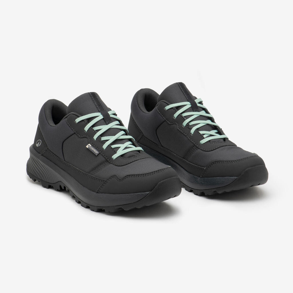 Chaussure de randonnée basse imperméable femme, NH100 gris