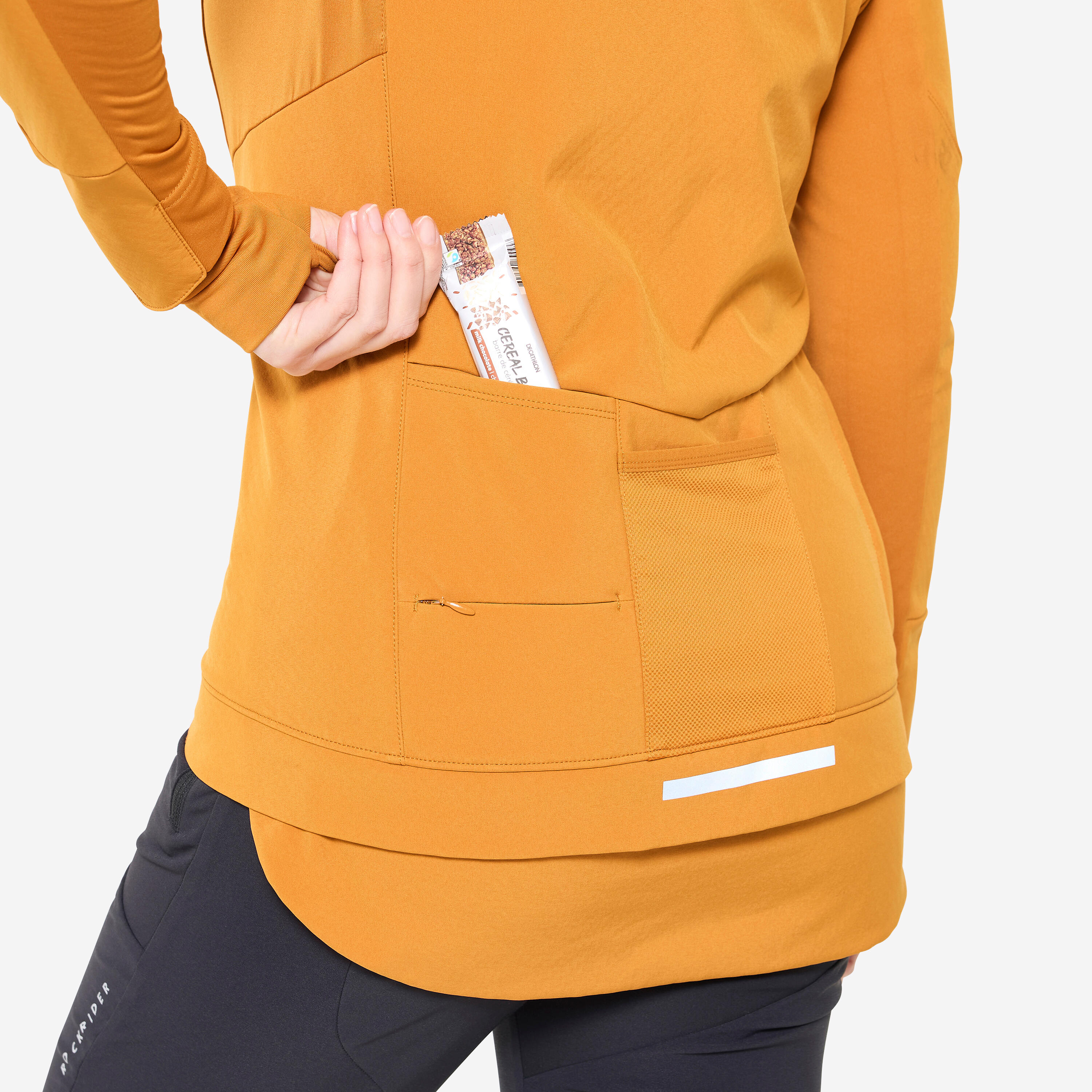 Chaqueta Ciclismo MTB Mujer Ocre Invierno ROCKRIDER Decathlon