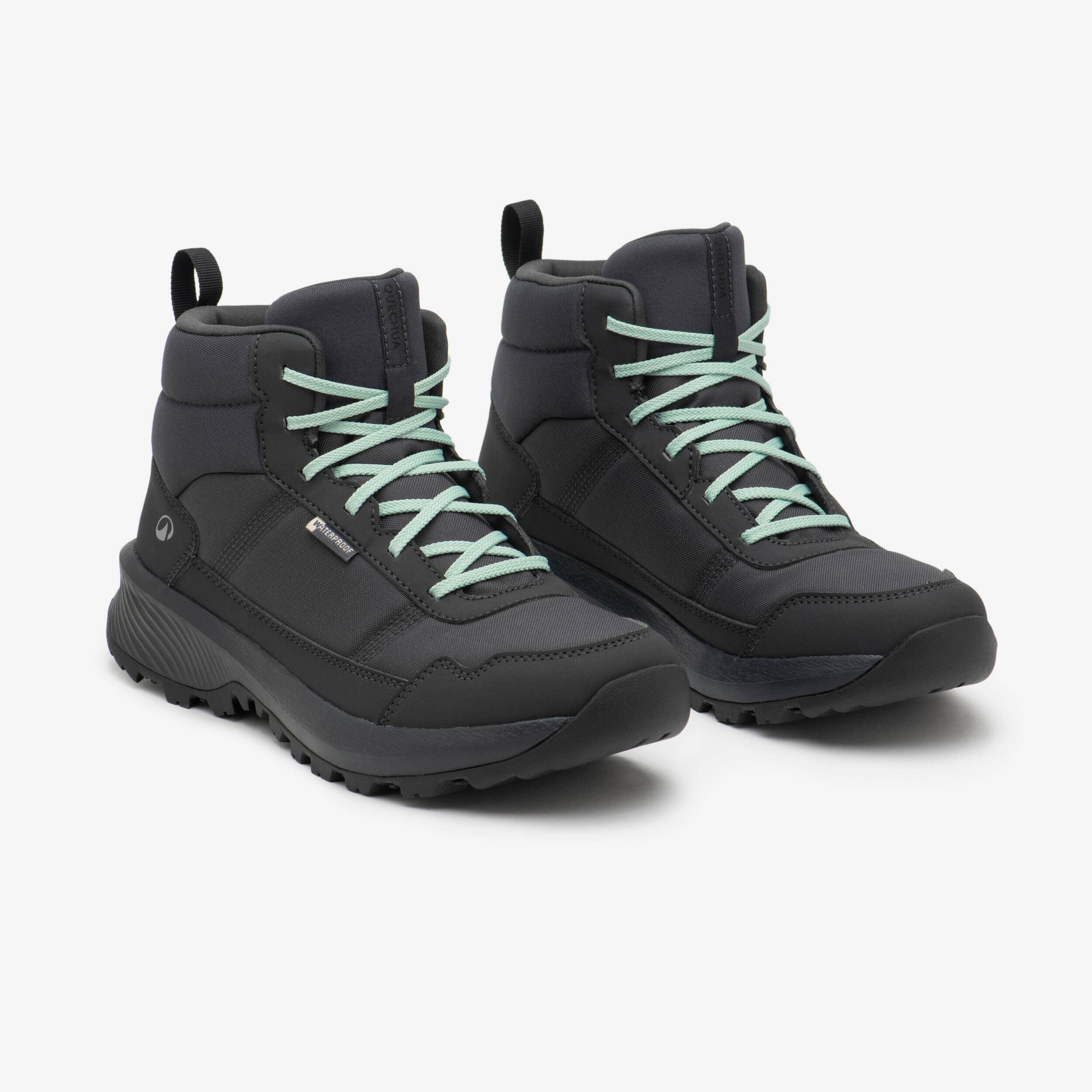 Women’s mid-rise waterproof hiking boots, NH100 WP - Grey -  2